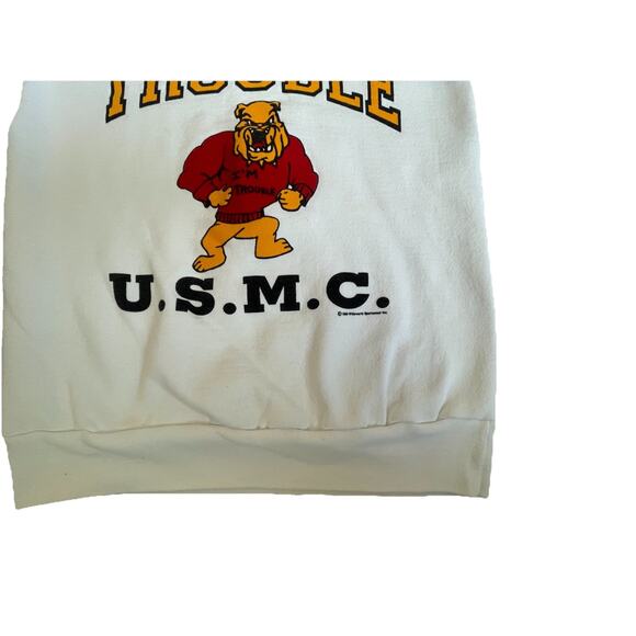 Vintage Signal Sports USMC US Marine Here Comes Trouble Sweatshirt Size: M - Picture 3 of 5
